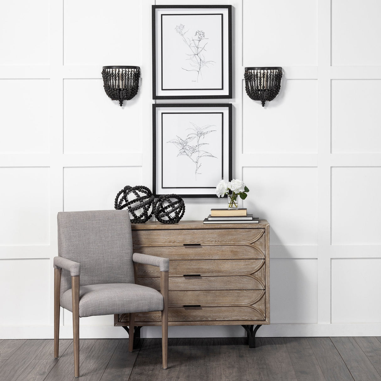 Earnhardt II Large 11L x 11W Black Wooden Beaded Orb by Mercana at Eve Furniture