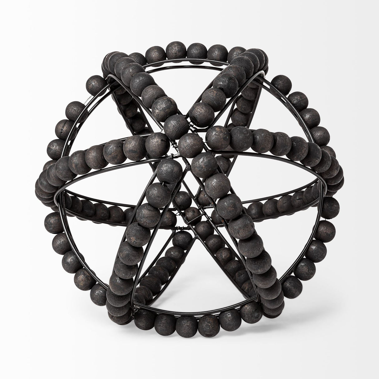 Earnhardt II Large Black Wooden Beaded Orb by Mercana at Eve Furniture