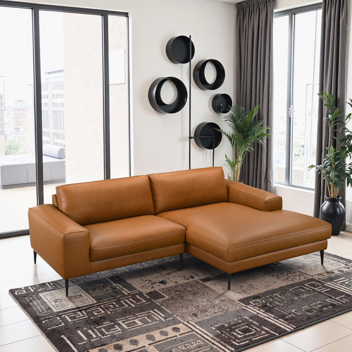 Easley Mid Century Modern Vegan Leather Wide-Arm Sofa by Ashcroft Furniture at Eve Furniture
