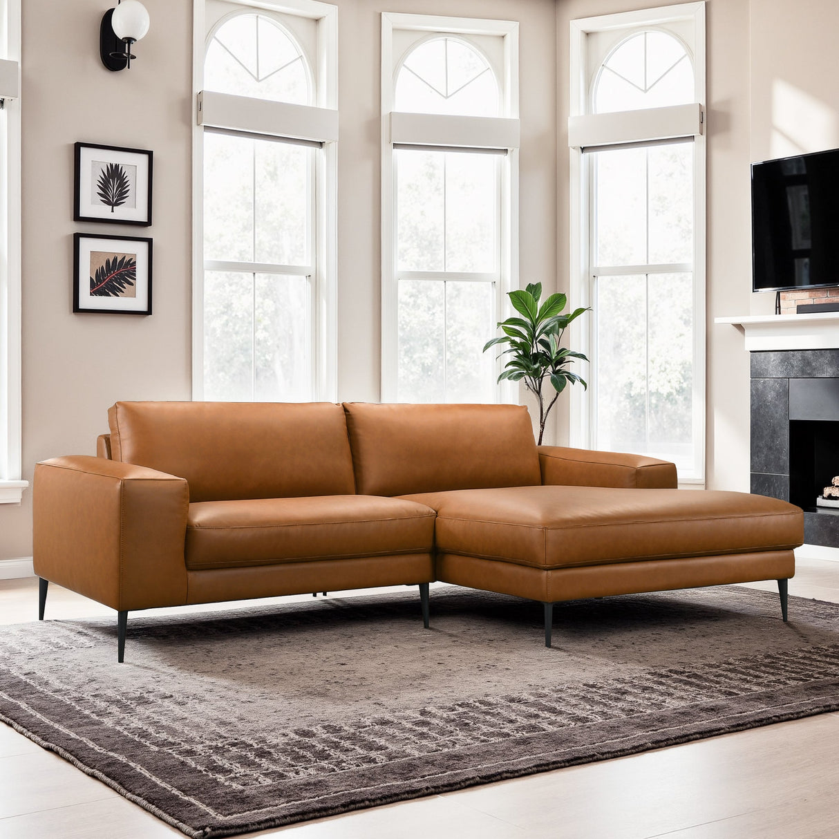 Easley Mid Century Modern Vegan Leather Wide-Arm Sofa by Ashcroft Imports at Eve Furniture