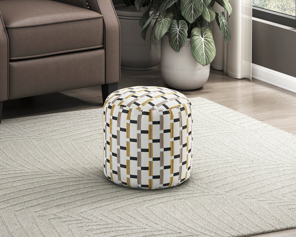 Easley Multi-Color Cylindrical Linear-Pattern Jacquard Pouf (no Wooden Frame) by Homelegance at Eve Furniture