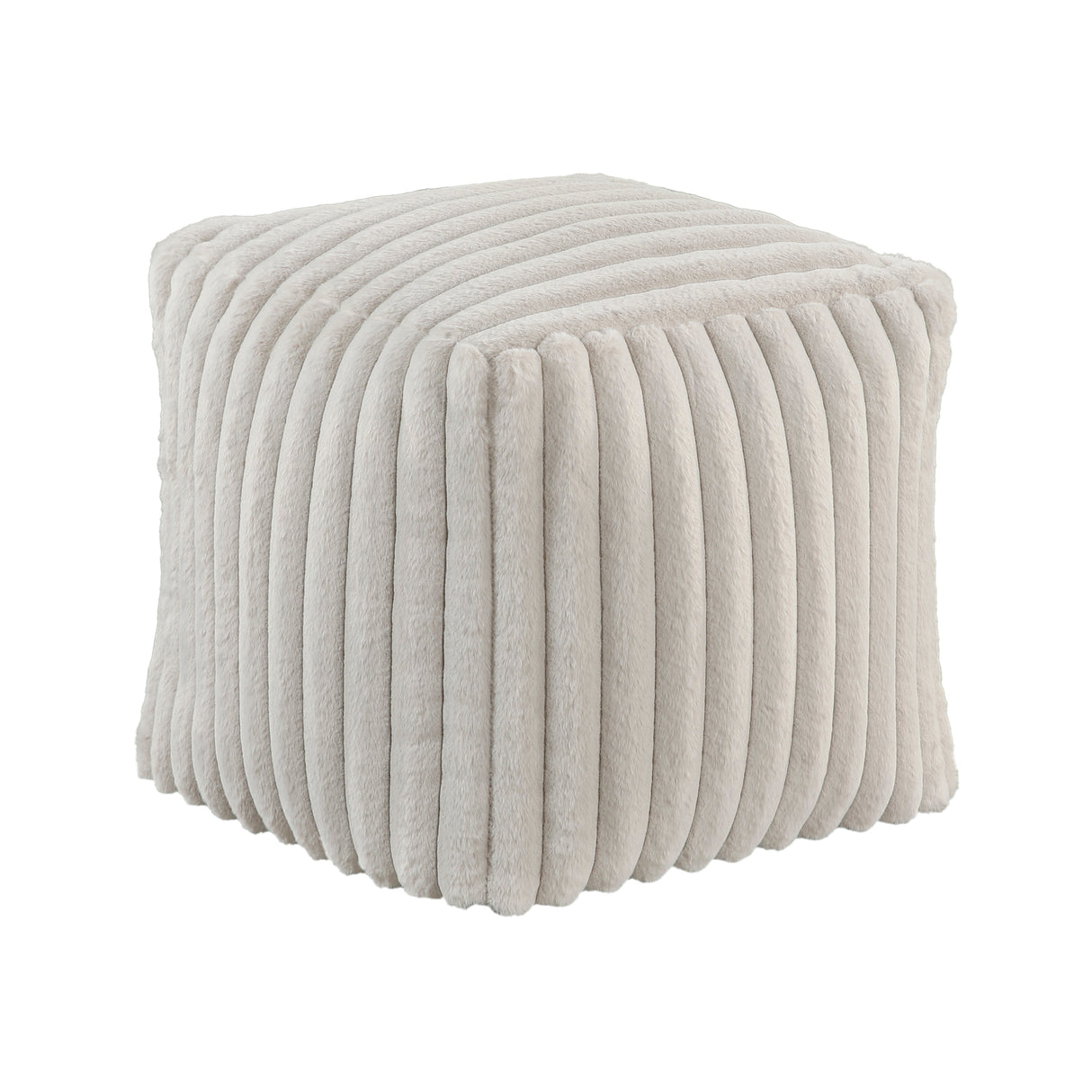 Easley Off-White Corduroy Pouf by Homelegance at Eve Furniture