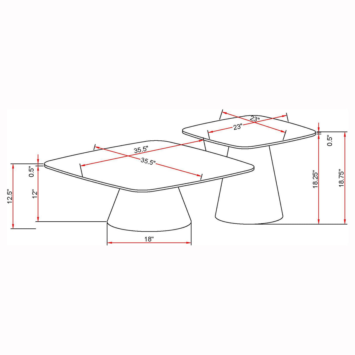 Eason Concrete and Black 2-Piece Cocktail Coffee Table Set by Coaster at Eve Furniture