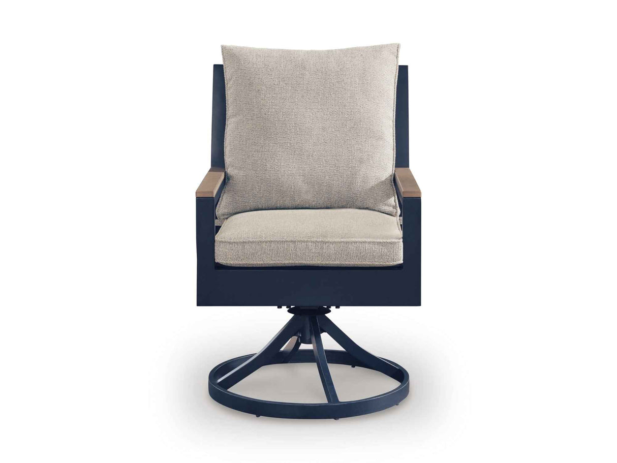 East Beach Navy Blue/Driftwood Outdoor Dining Table and 6 Chairs by Ashley at Eve Furniture