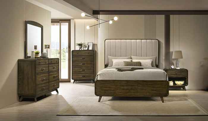 Eastlin Walnut 5-Piece Queen Bedroom Set by Furniture of America at Eve Furniture