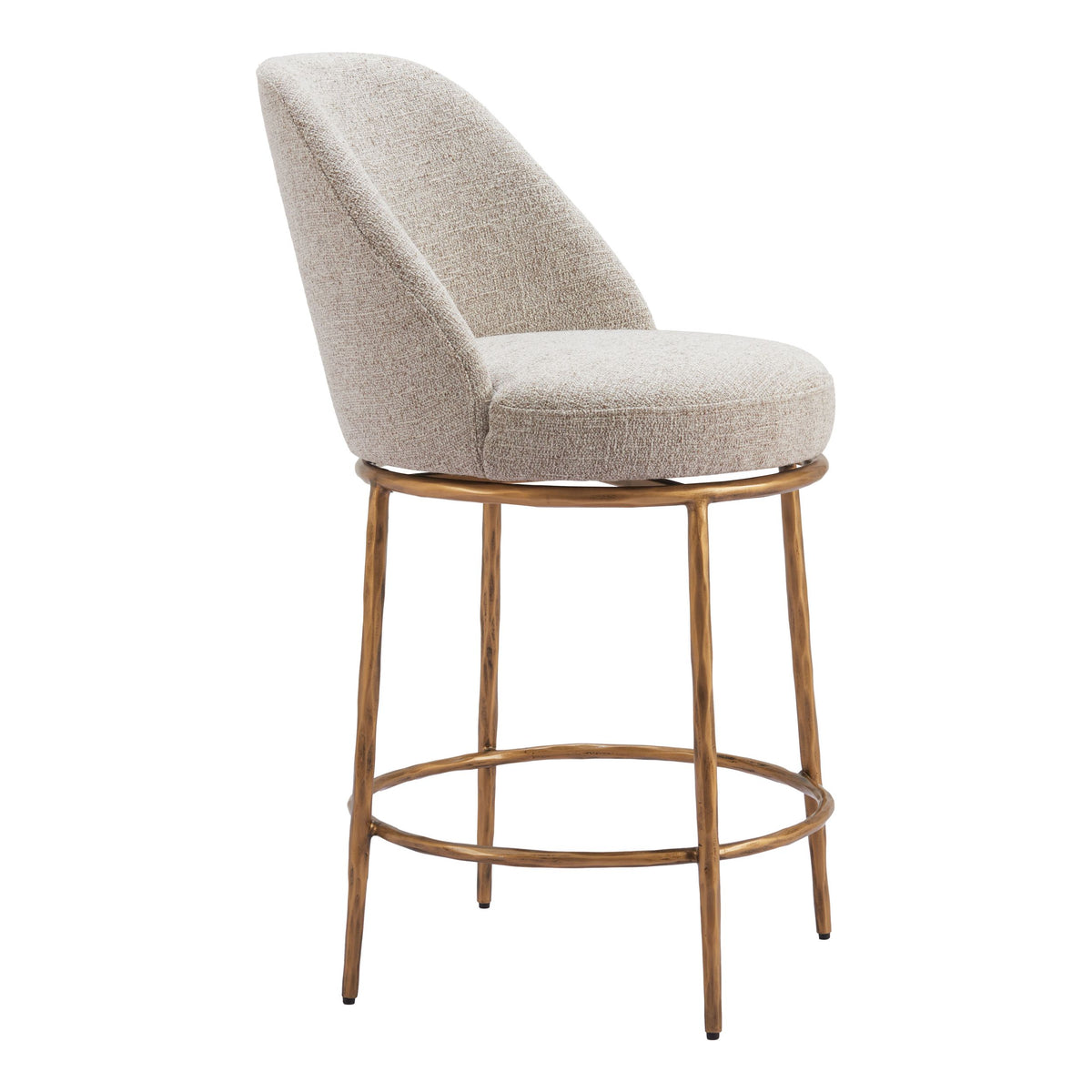 Nordhavn Swivel Counter Stool Beige & Gold - Image 7