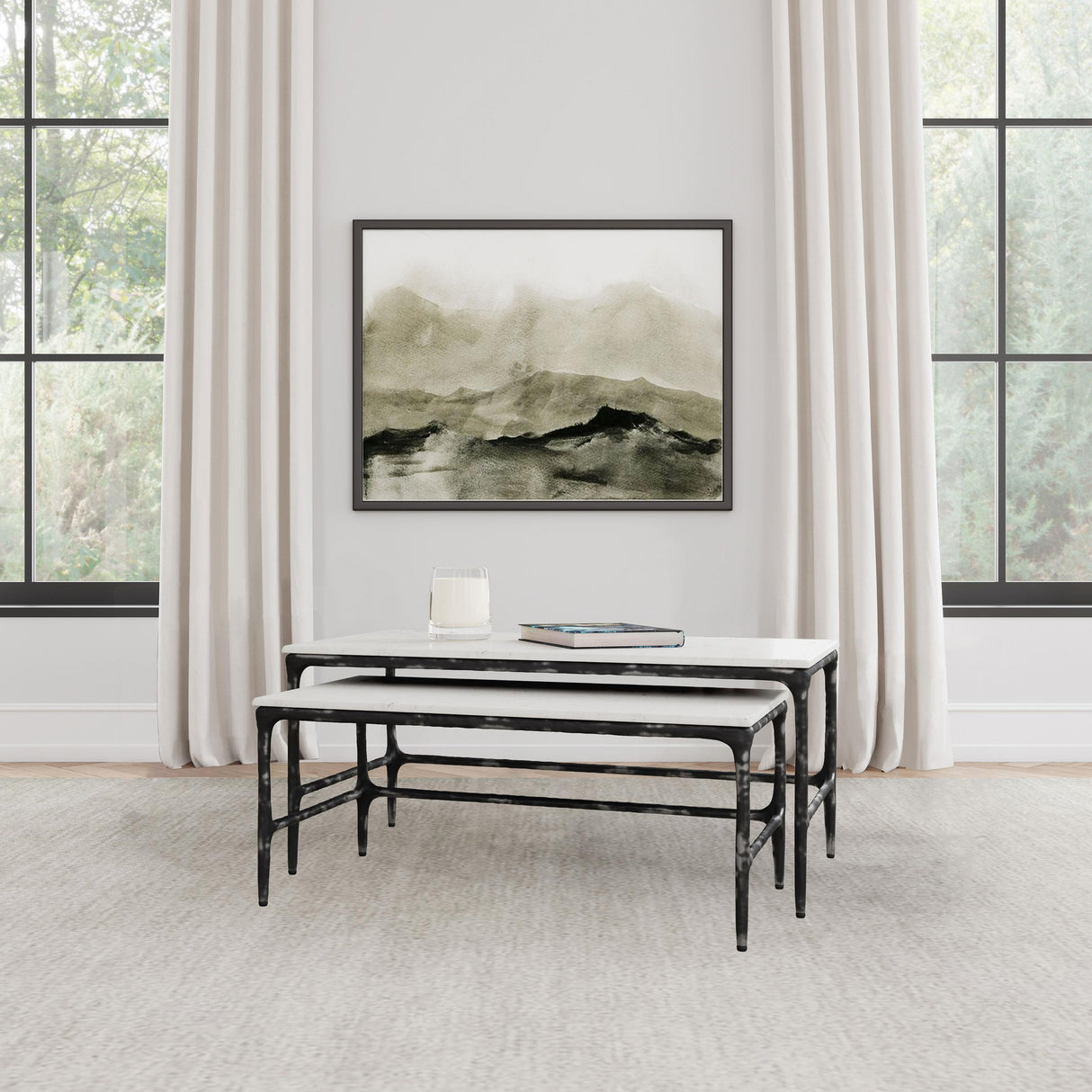 Ebby White 2-Piece Genuine Marble Top Nesting Coffee Tables by Coaster at Eve Furniture
