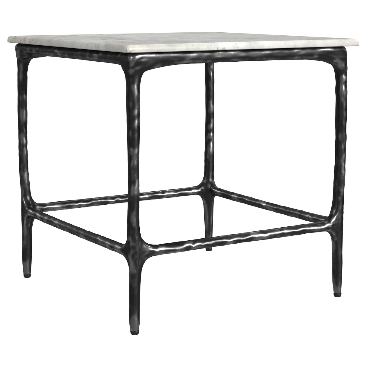 Ebby White Square Genuine Marble Top Metal End Table by Coaster at Eve Furniture