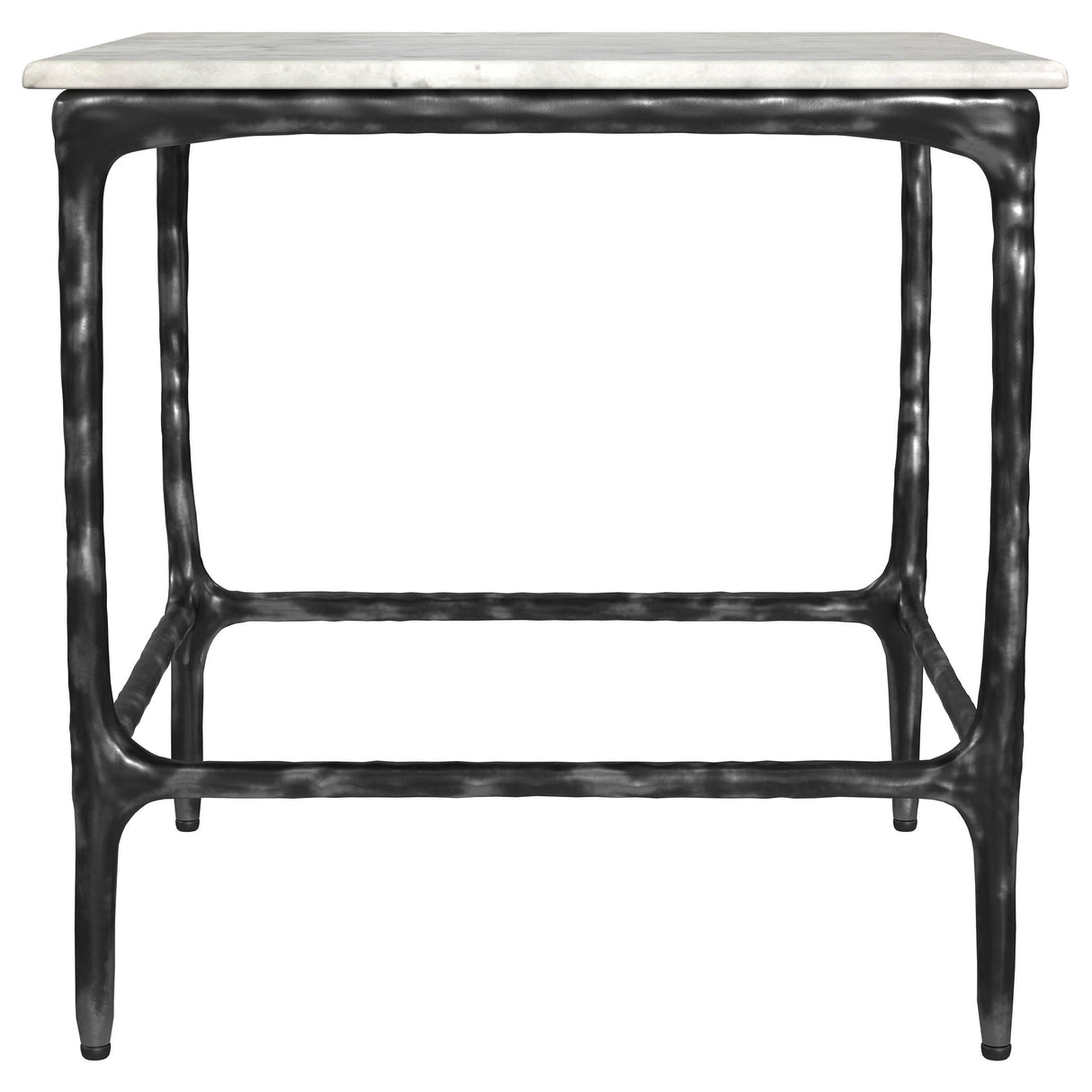Ebby White Square Genuine Marble Top Metal End Table by Coaster at Eve Furniture