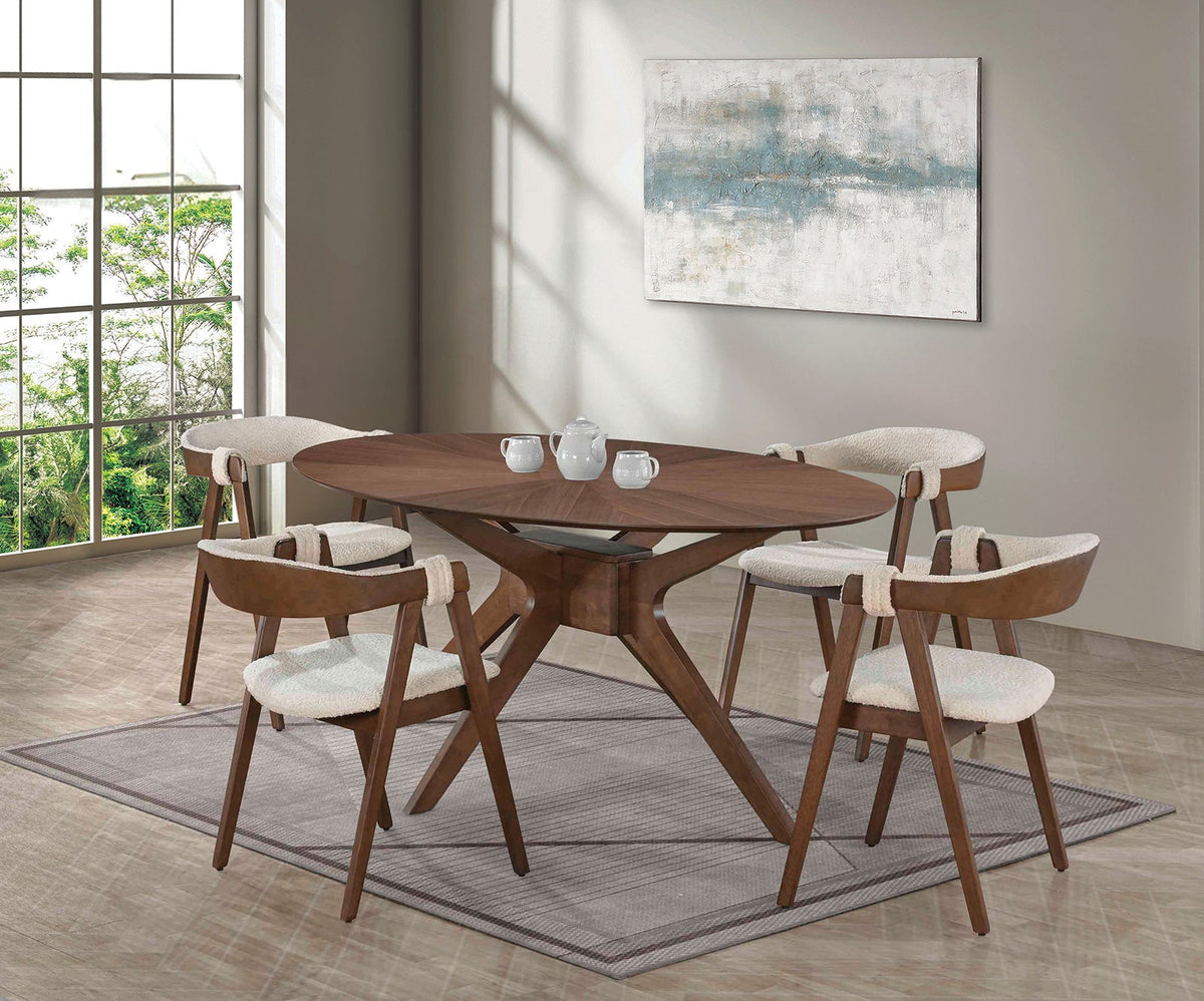 Ebikon Walnut Oval Dining Table Only by Furniture of America at Eve Furniture