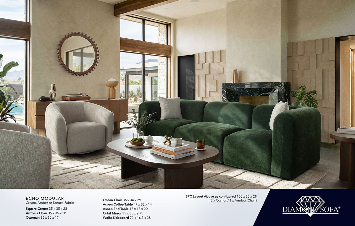Echo Spruce Fabric 4-Pc Reversible Sectional 105" x 70" by Diamond Sofa at Eve Furniture