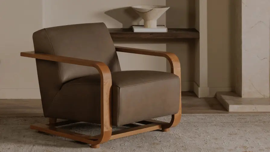 Eckersley Lounge Chair Cool Brown Leather by Moe's Home at Eve Furniture
