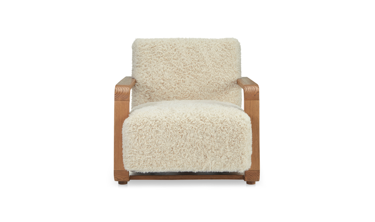 Eckersley Lounge Chair Cream Faux Fur by Moe's Home at Eve Furniture