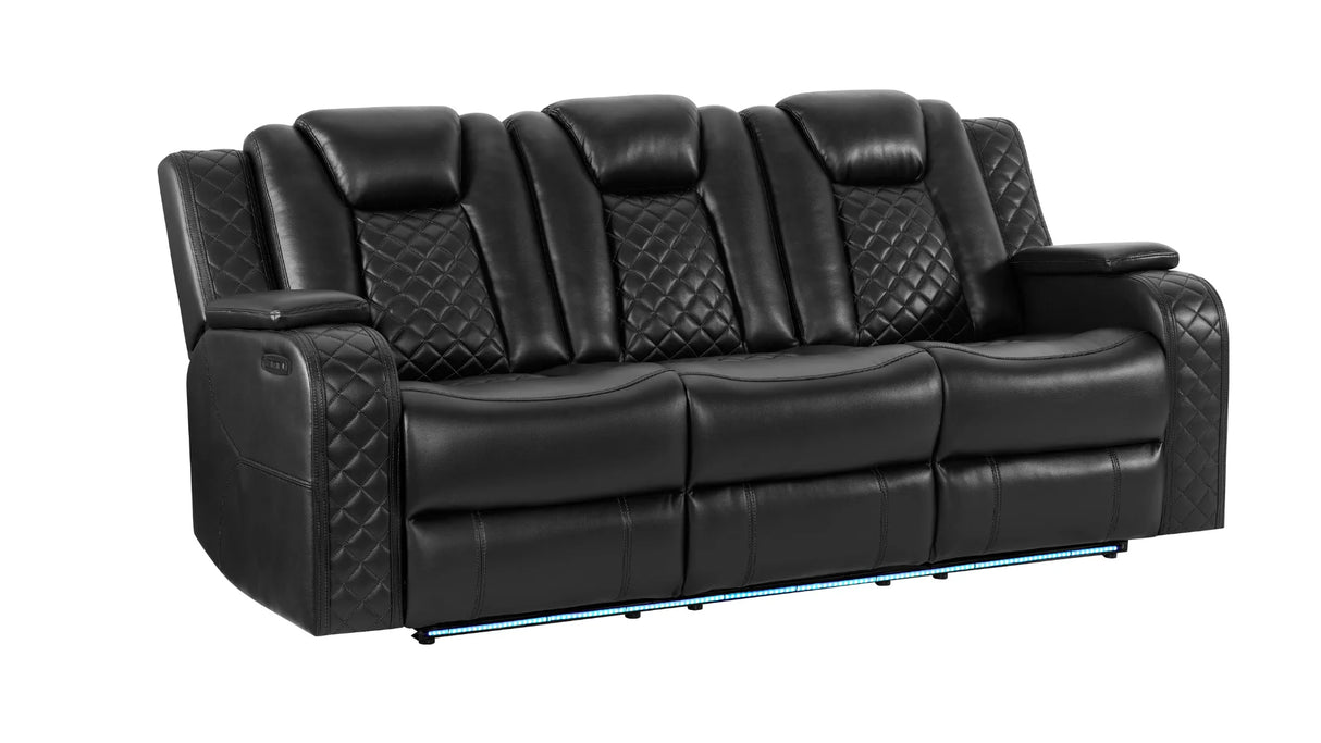 Eclipse Black Air Leather 3-Piece Power Reclining Living Room Set by New Era Innovations at Eve Furniture
