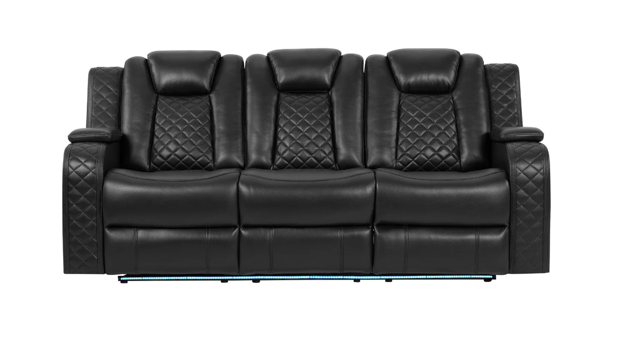 Eclipse Black Air Leather 3-Piece Power Reclining Living Room Set by New Era Innovations at Eve Furniture