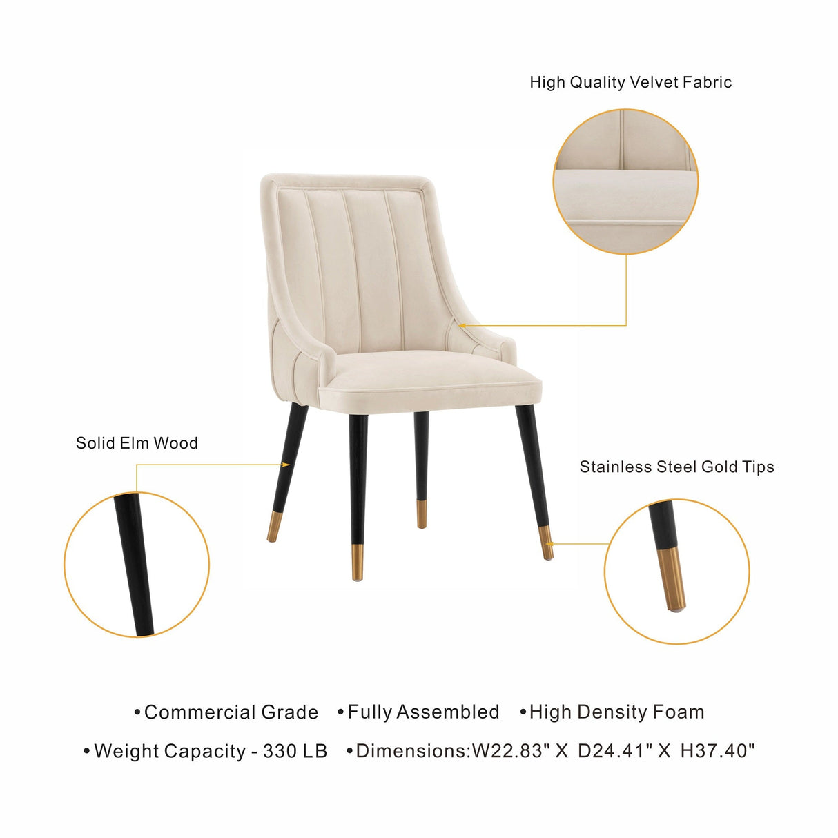 Eda Dining Chair in Cream (set of 2) by Manhattan Comfort at Eve Furniture