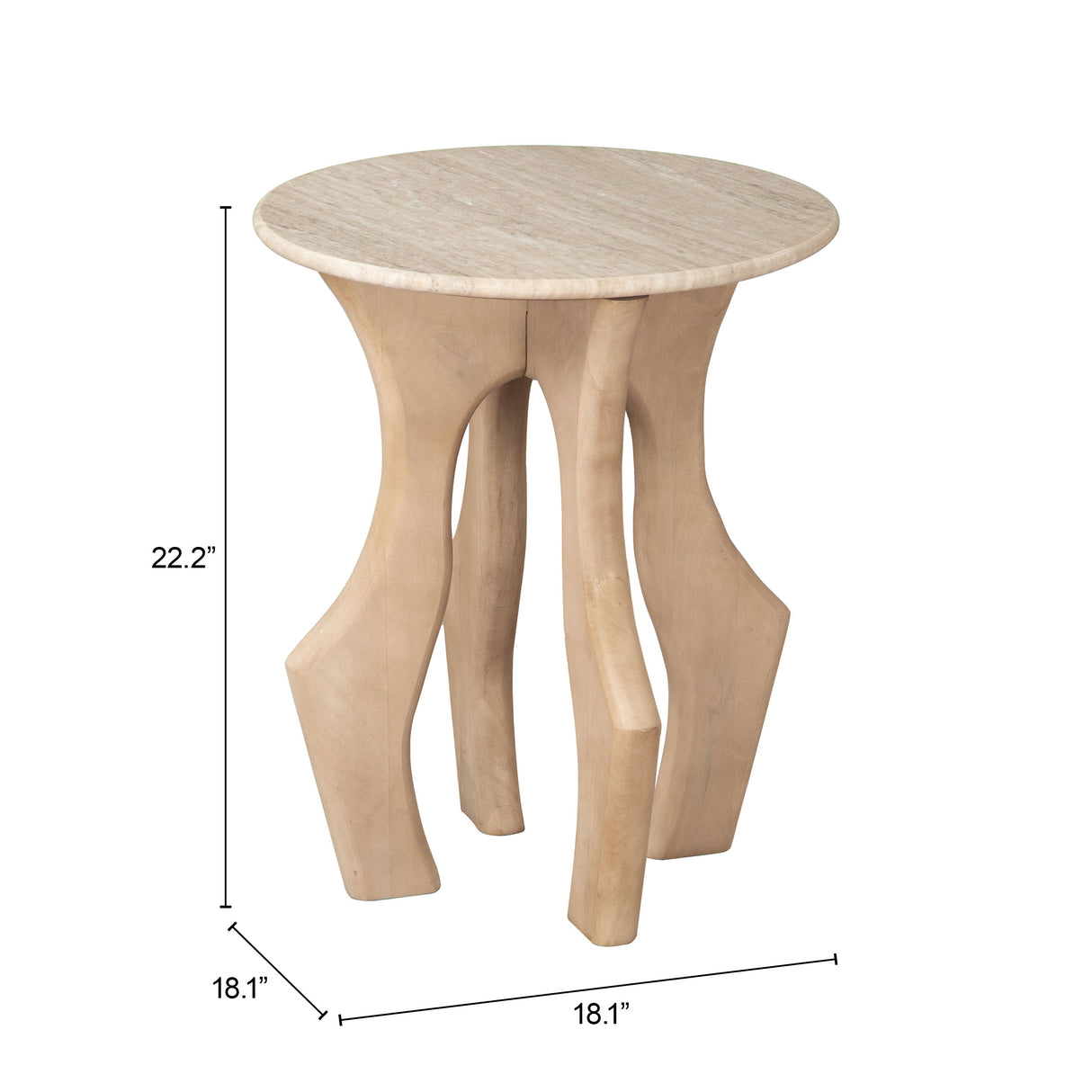 Eda White & Natural Side Table by Zuomod at Eve Furniture