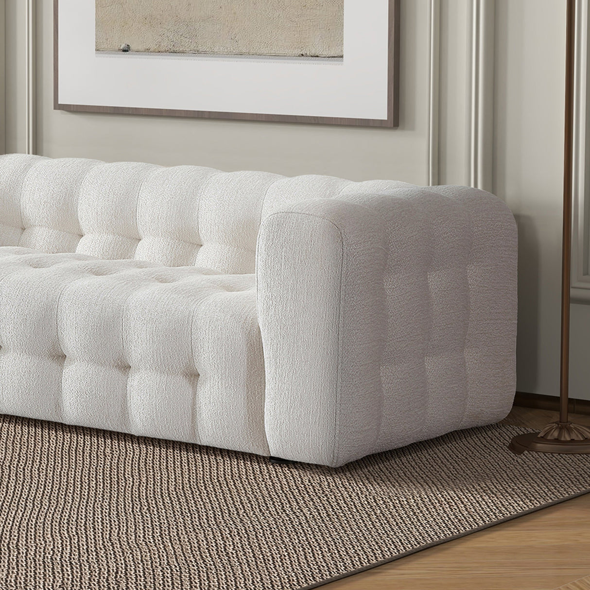 Eden Modern Tufted Chesterfield Cream Boucle Sofa by Ashcroft Imports at Eve Furniture