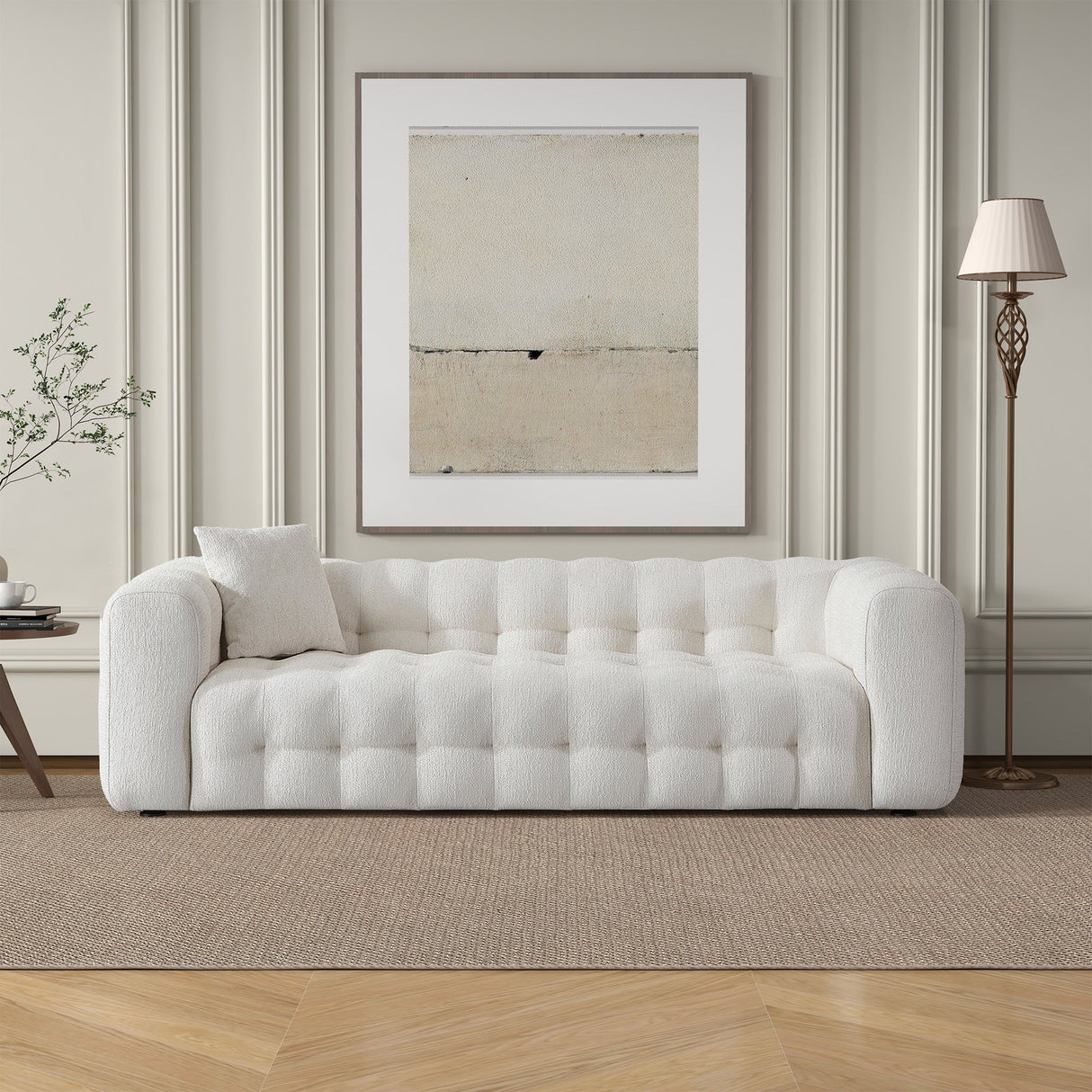 Eden Modern Tufted Chesterfield Cream Boucle Sofa by Ashcroft Imports at Eve Furniture
