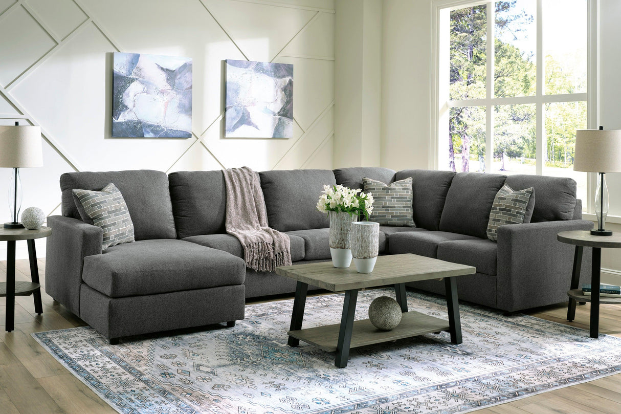 Edenfield Charcoal 3-Piece Left Arm Facing (LAF) Chaise Sectional by Ashley at Eve Furniture