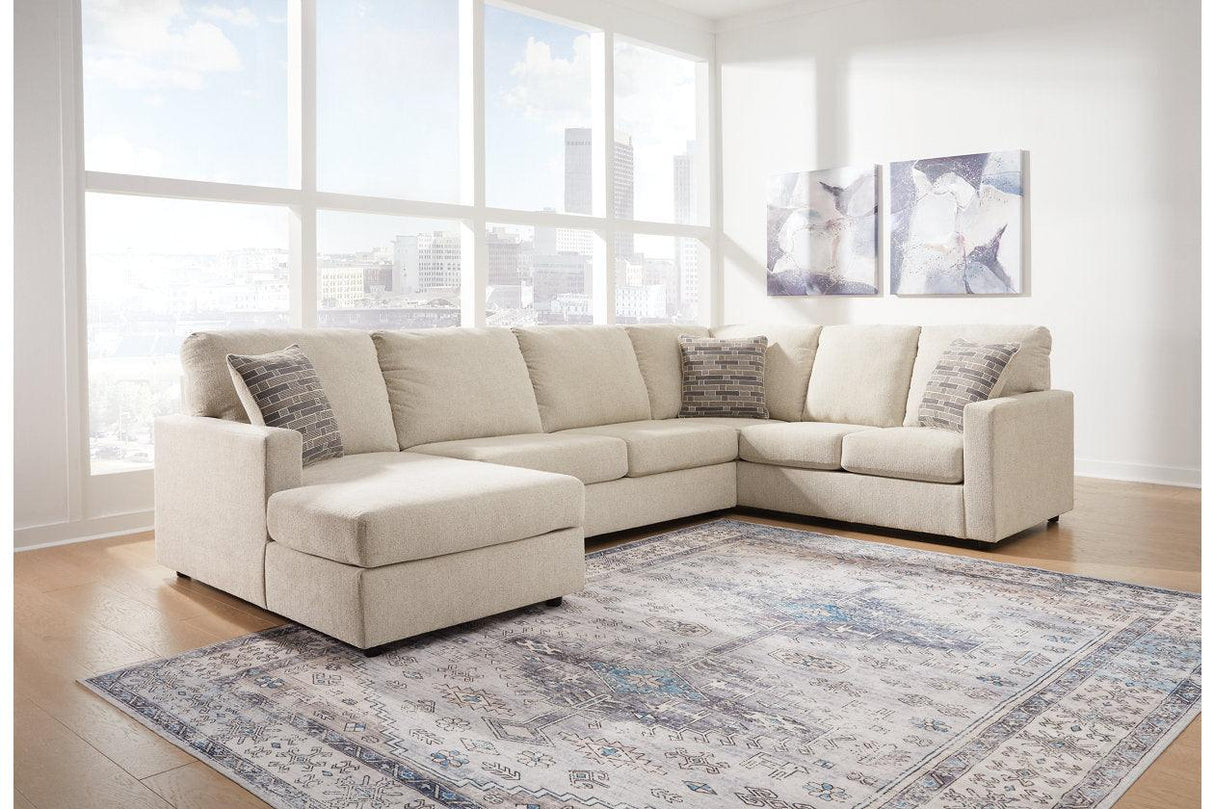 Edenfield Linen 3-Piece Left Arm Facing (LAF) Chaise Sectional by Ashley at Eve Furniture