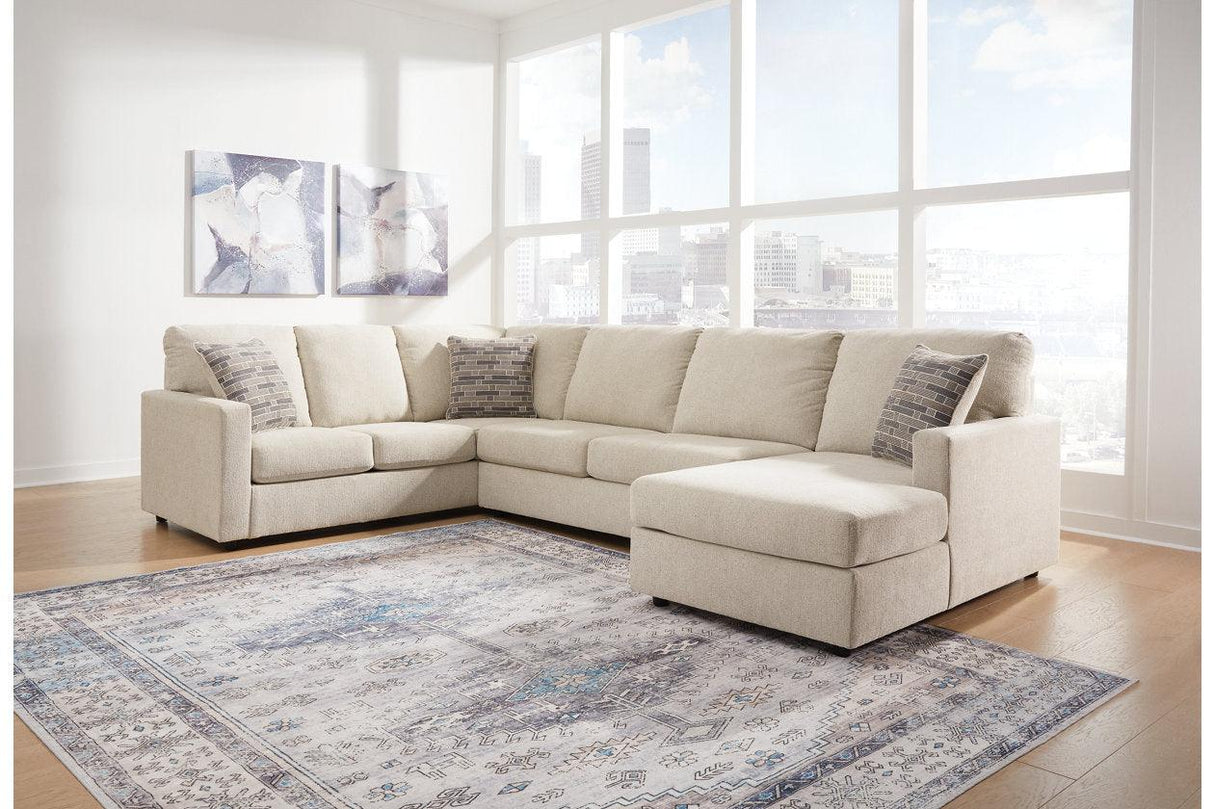 Edenfield Linen 3-Piece Right Arm Facing (RAF) Chaise Sectional by Ashley at Eve Furniture