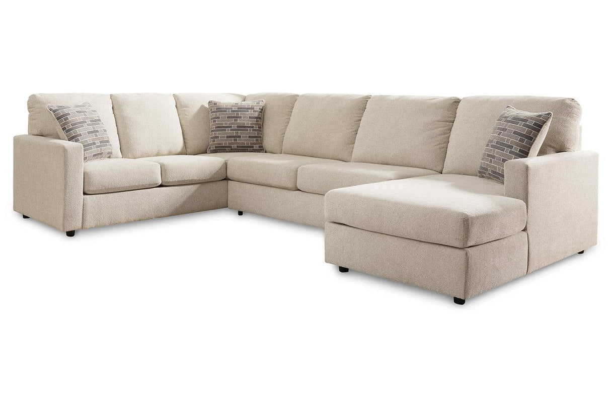 Edenfield Linen 3-Piece Right Arm Facing (RAF) Chaise Sectional by Ashley at Eve Furniture