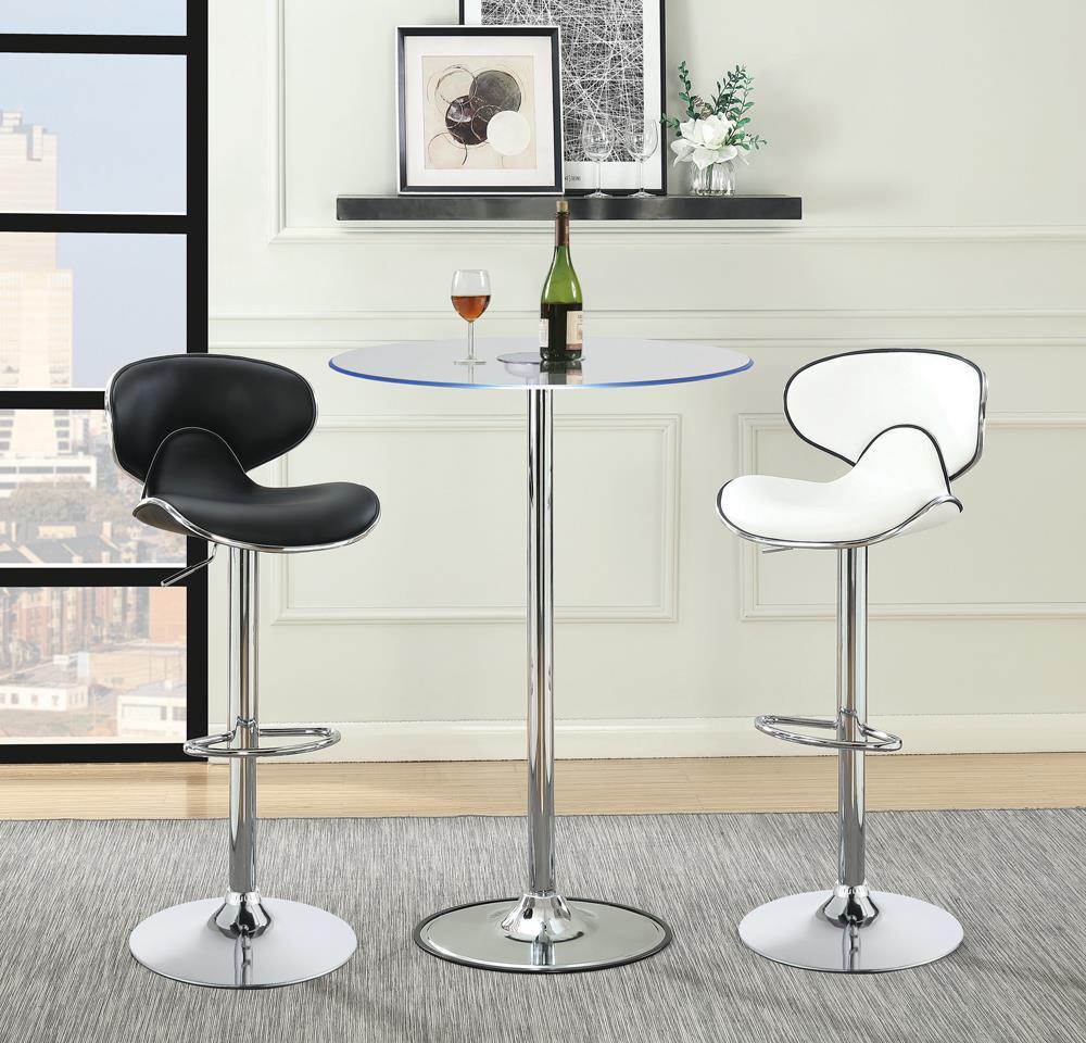 Edenton White/Chrome Upholstered Adjustable Height Bar Stools, Set of 2 by Coaster at Eve Furniture