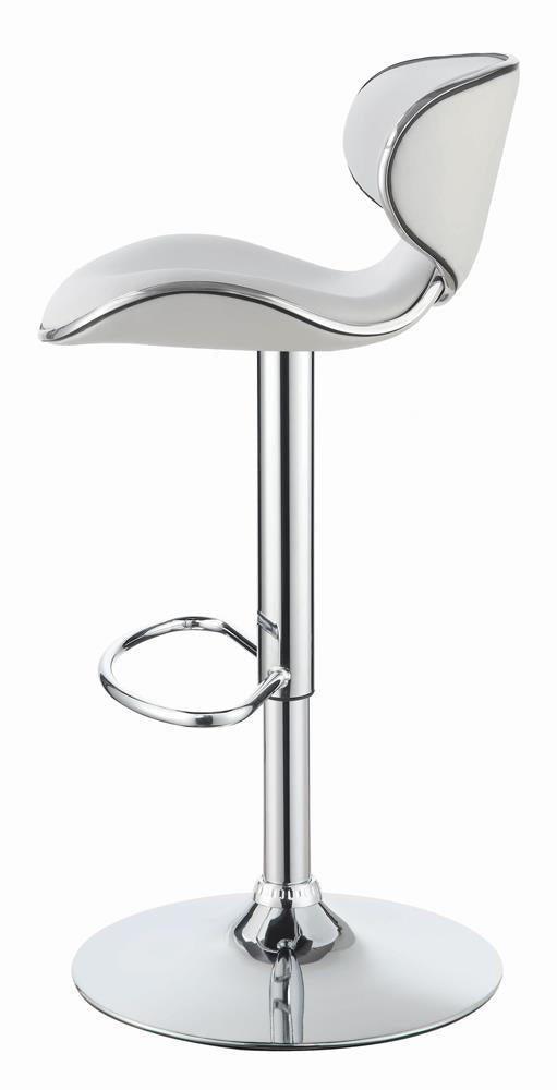 Edenton White/Chrome Upholstered Adjustable Height Bar Stools, Set of 2 by Coaster at Eve Furniture