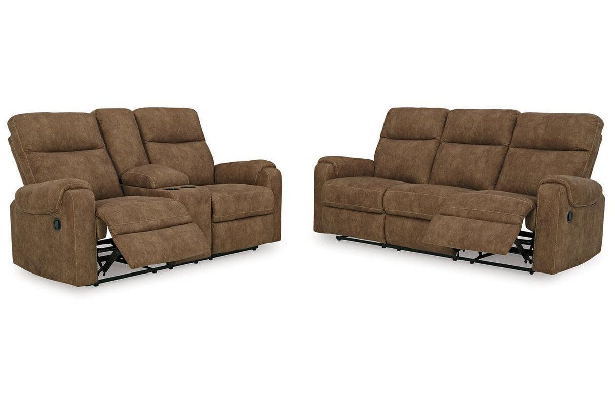 Edenwold Brindle Manual Reclining Sofa and Loveseat by Ashley at Eve Furniture