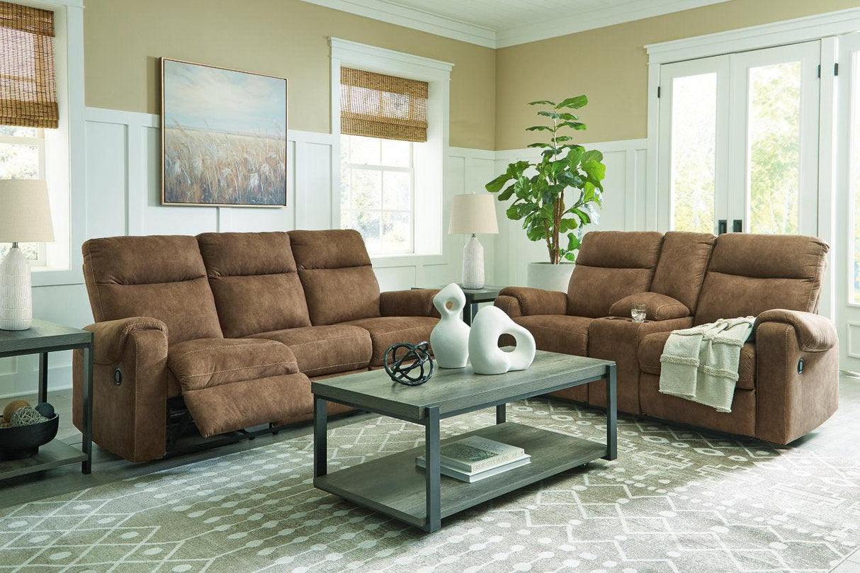 Edenwold Brindle Manual Reclining Sofa and Loveseat by Ashley at Eve Furniture