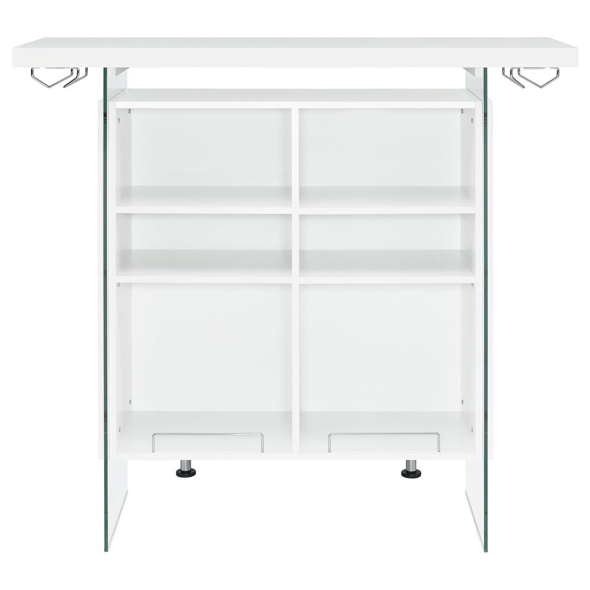 Edgerton Dark Oak/Chrome Round Wood Top Bar Table by Coaster at Eve Furniture