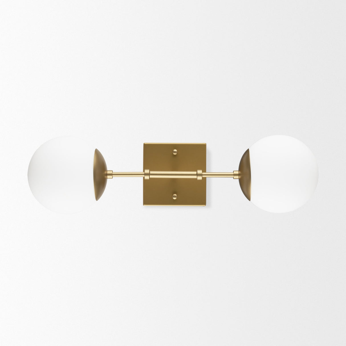 Edie Brushed Gold Metal w/ Frosted Glass Globes 2-Light Wall Sconce by Mercana at Eve Furniture