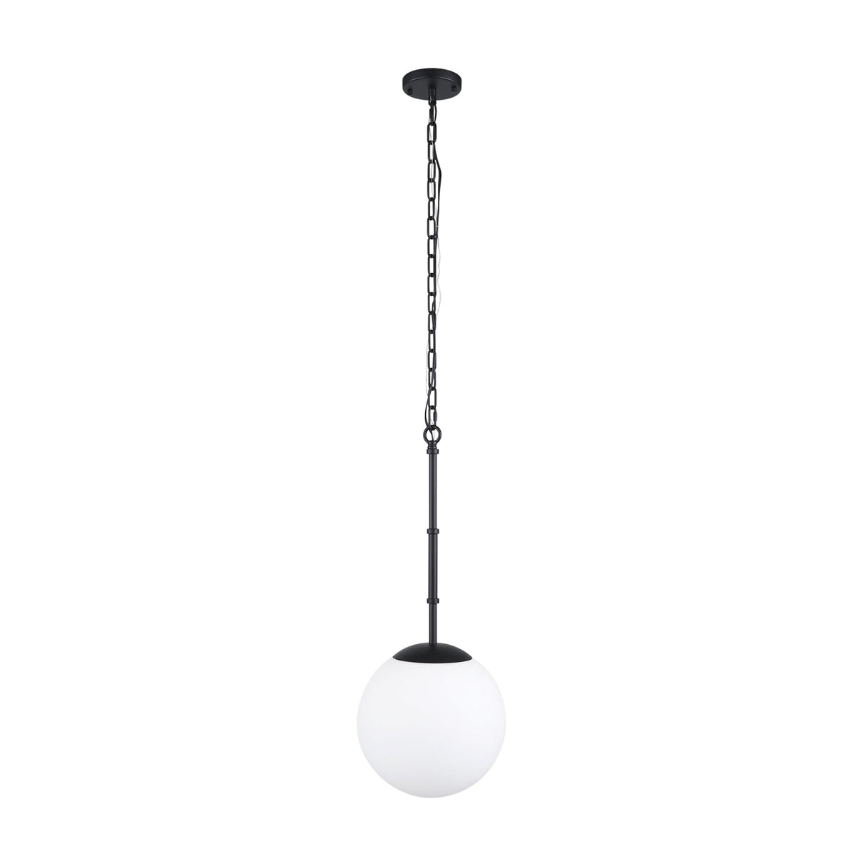 Edie Matte Black Metal w/ Frosted Glass Globe 1-Light Pendant by Mercana at Eve Furniture