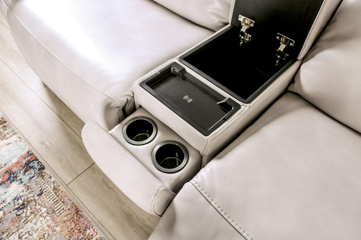 Edmondus Light Taupe Modular Power Reclining Sectional by Furniture of America at Eve Furniture