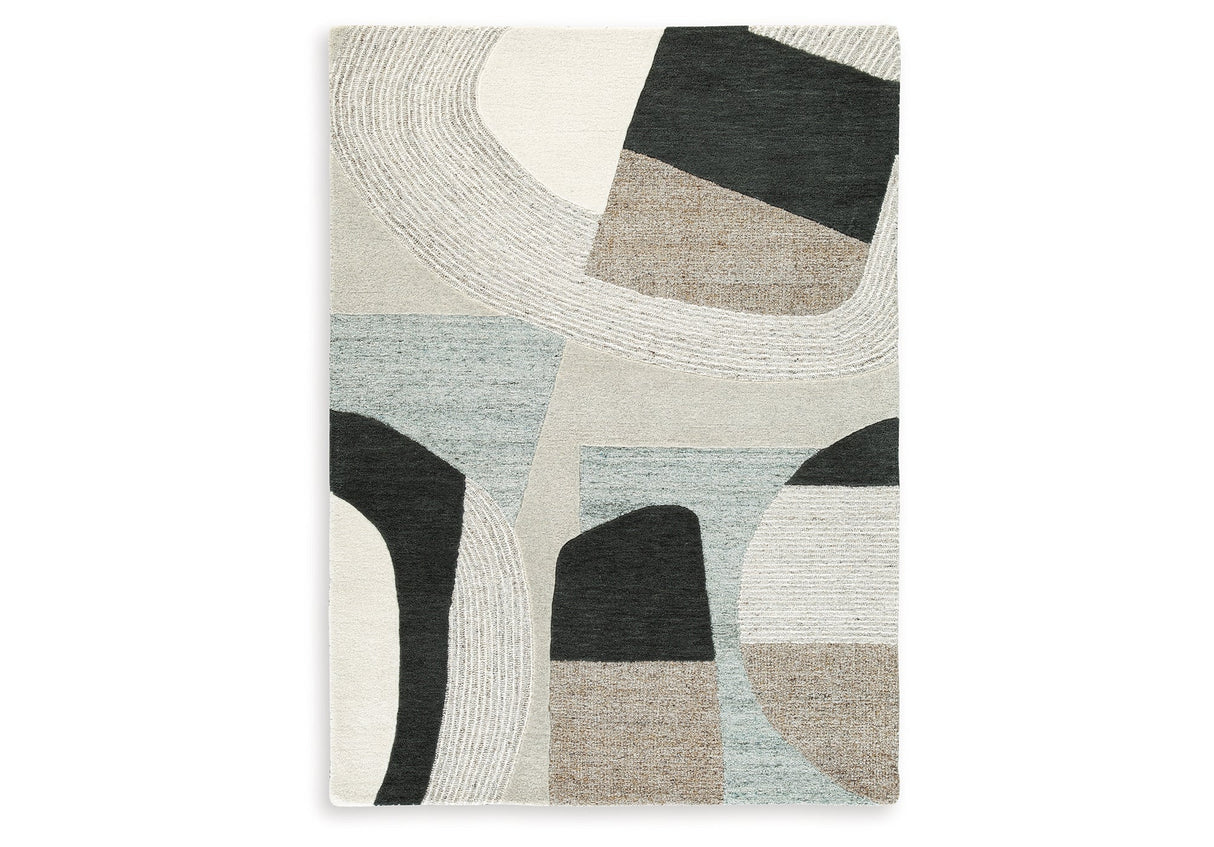Edrickhill Grayish Teal/Taupe/Cream Medium Rug by Ashley at Eve Furniture