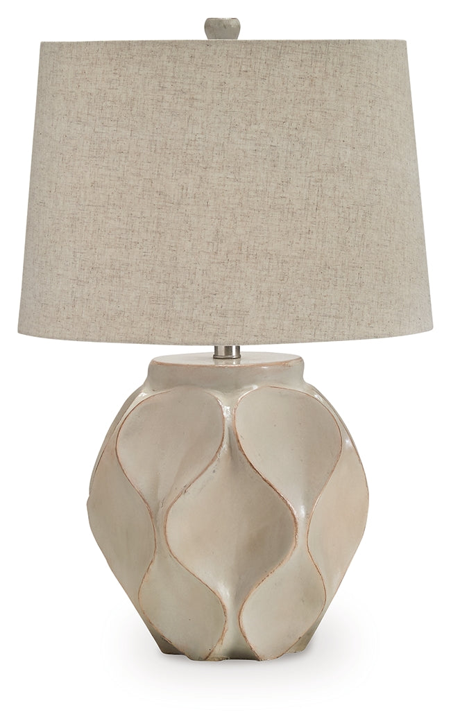 Edselham Distressed Cream Table Lamp by Ashley at Eve Furniture