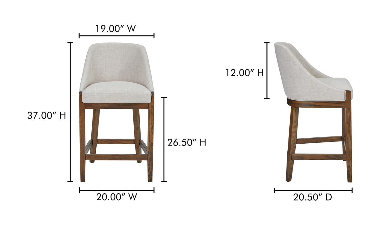 Edward Counter Stool - Heather Beige by Moe's Home at Eve Furniture
