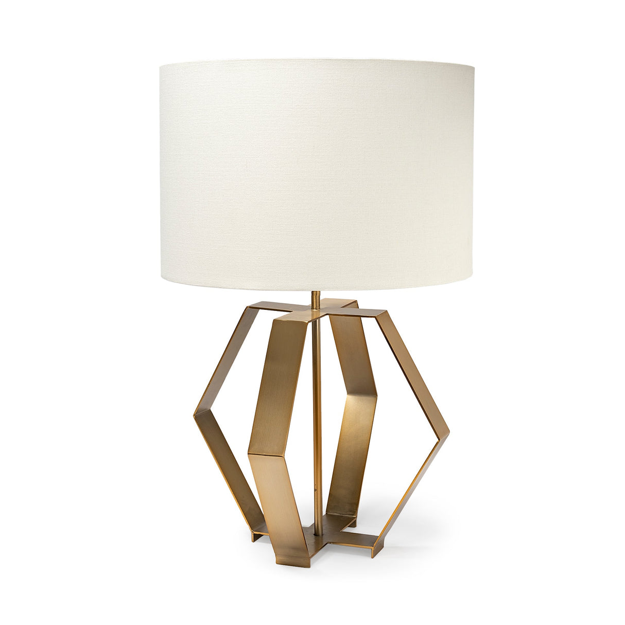 Edwards (26"H) Gold Metal Base w/ Cream Fabric Shade Table Lamp by Mercana at Eve Furniture