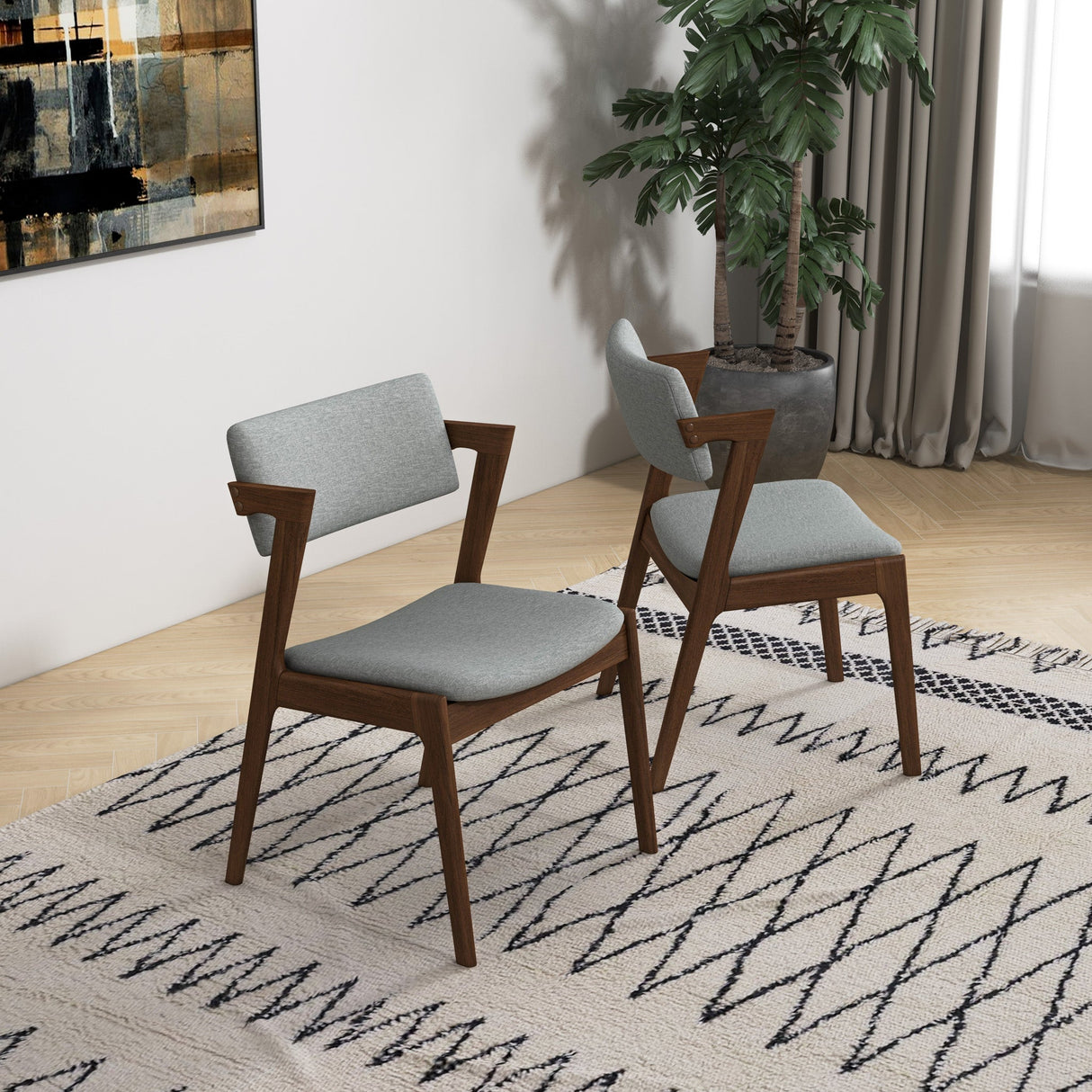 Edwin Light Gray Fabric Dining Chair (Set Of 2) by Ashcroft Furniture at Eve Furniture