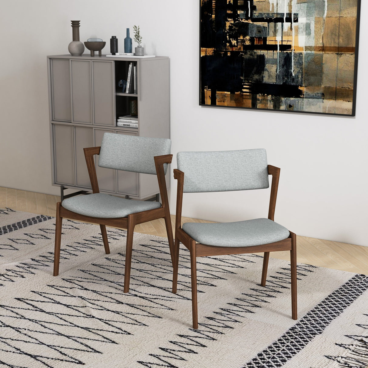 Edwin Light Gray Fabric Dining Chair (Set Of 2) by Ashcroft Imports at Eve Furniture