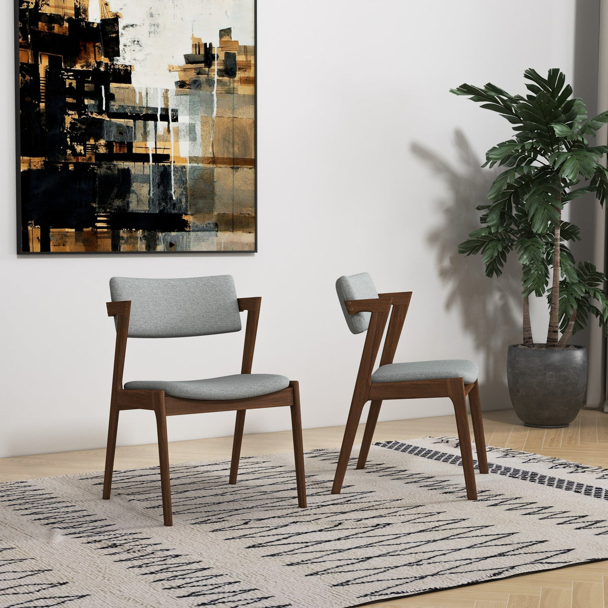 Edwin Light Gray Fabric Dining Chair (Set Of 2) by Ashcroft Imports at Eve Furniture