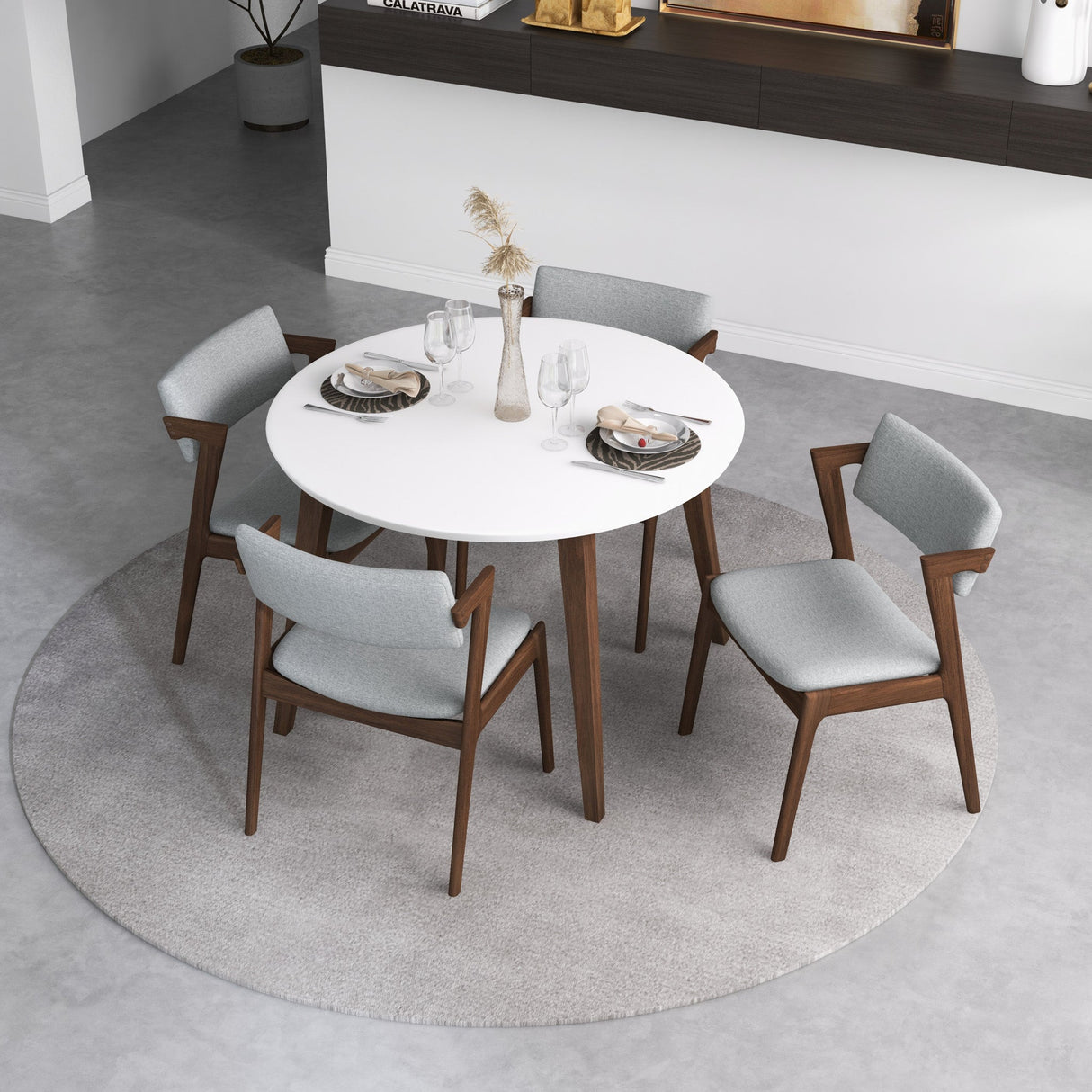 Edwin Light Gray Fabric Dining Chair (Set Of 2) by Ashcroft Imports at Eve Furniture