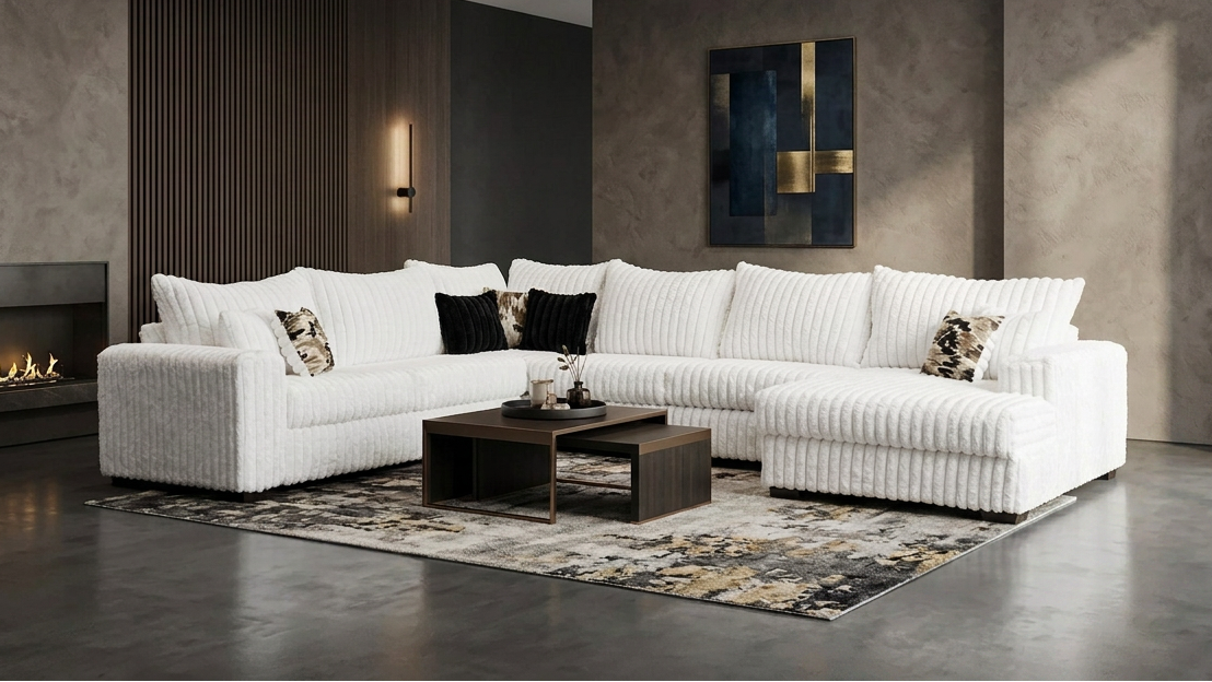 Eggshell White Right Arm Facing (RAF) 4-Piece Sectional
