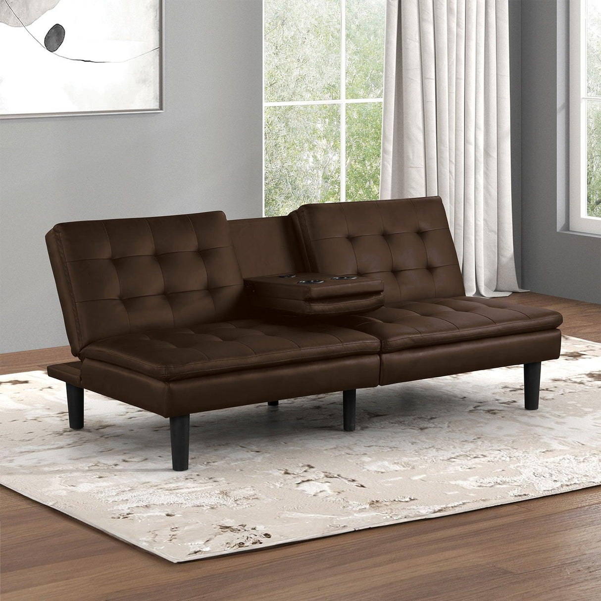 Eidsberg Brown Futon Sofa Bed by Furniture of America at Eve Furniture