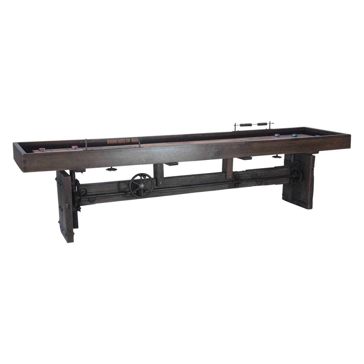 Eiffel 132" Reclaimed Burnt Brown Shuffleboard Table with Pucks by Home Trends & Design at Eve Furniture