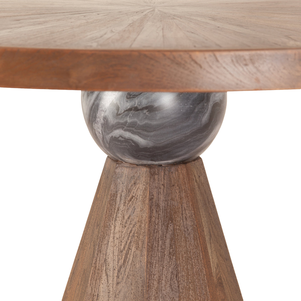 Eiffel 48" Gathering Table in Antique Teakwood and Marble Round by Home Trends & Design at Eve Furniture