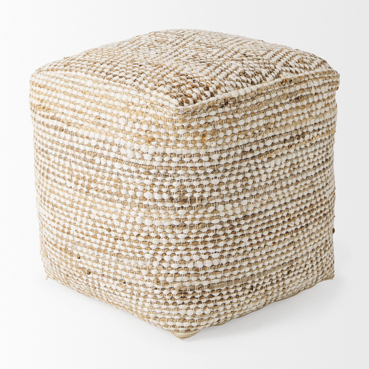 Ekani Cream/Beige Cotton Pouf by Mercana at Eve Furniture