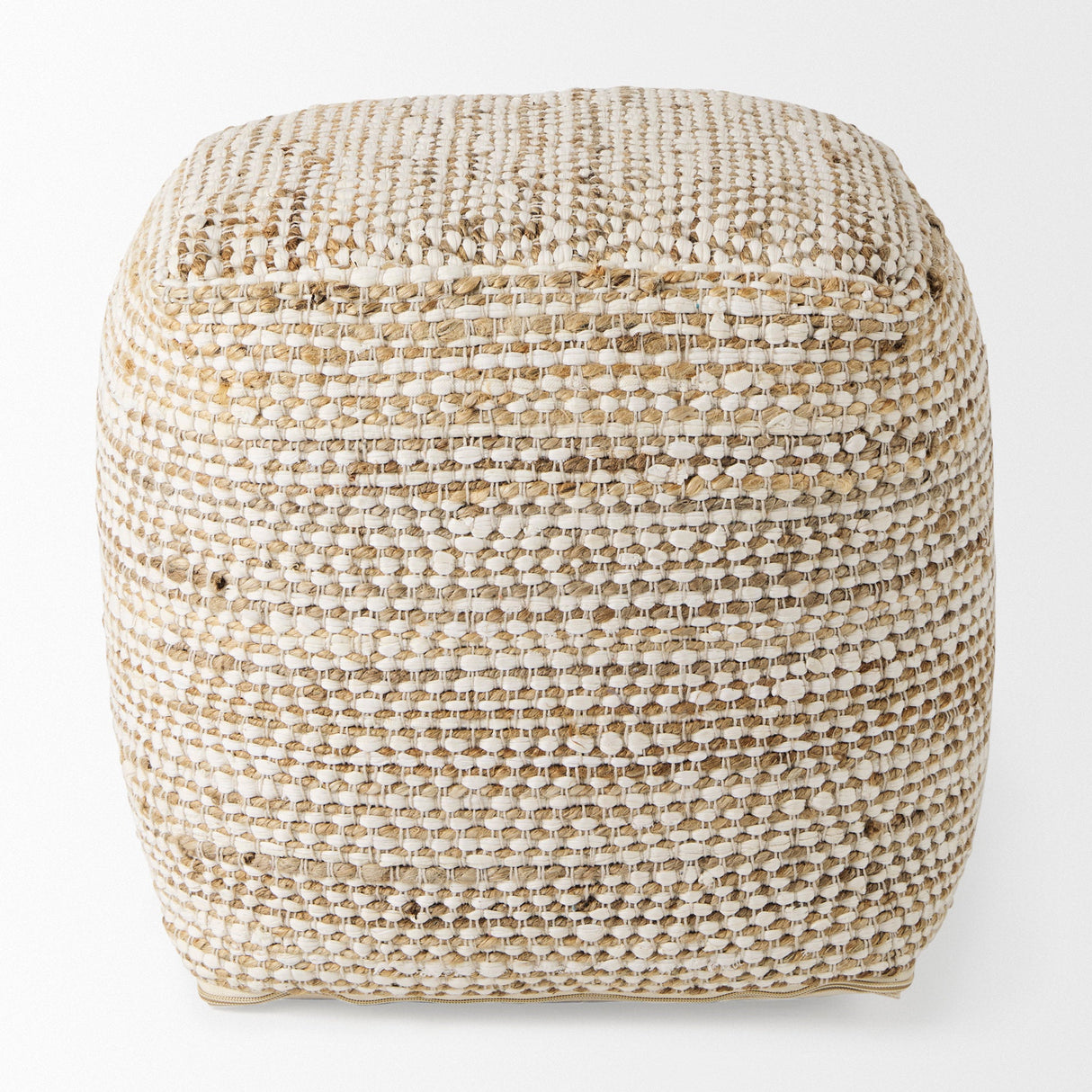 Ekani Cream/Beige Cotton Pouf by Mercana at Eve Furniture