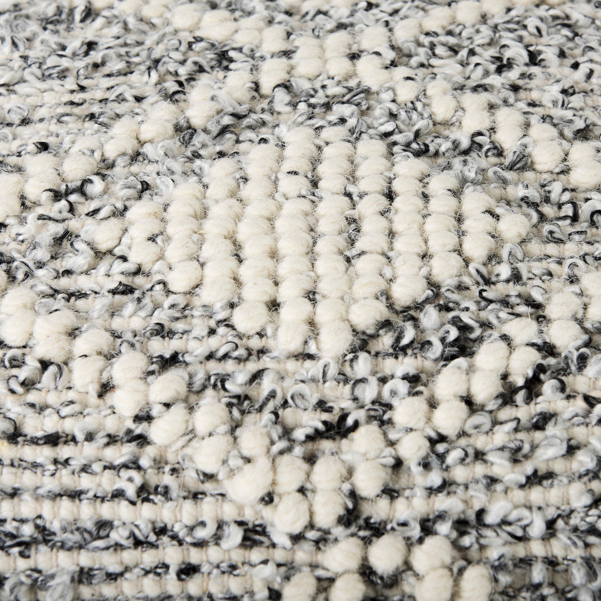 Ekiya Black/White Yarn and Wool Patterened Pouf by Mercana at Eve Furniture